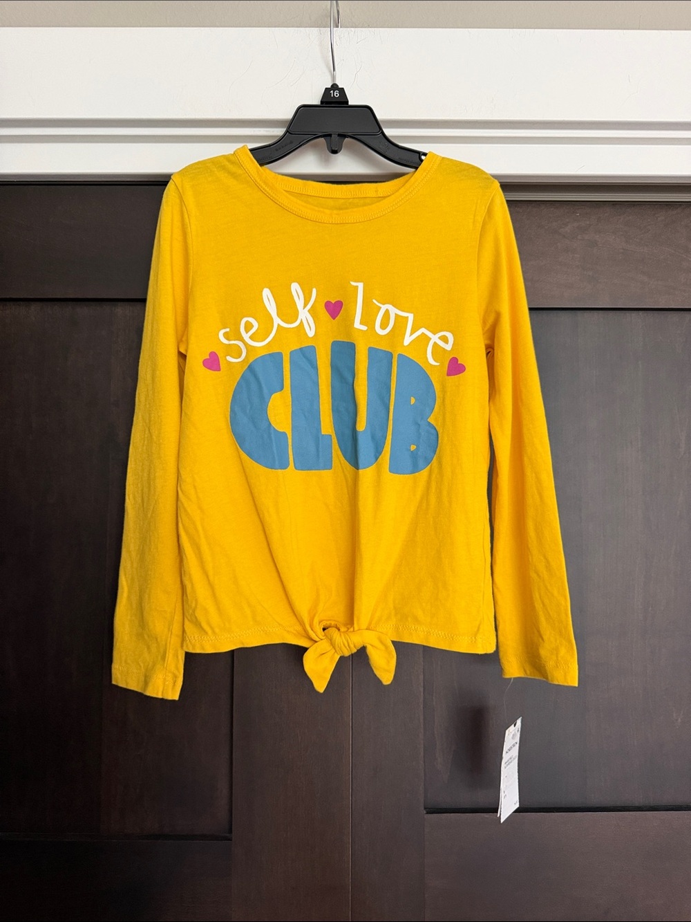 Nordstrom Harper Canyon Yellow Long-Sleeve Tie-Front Graphic Tee Shirt size 6